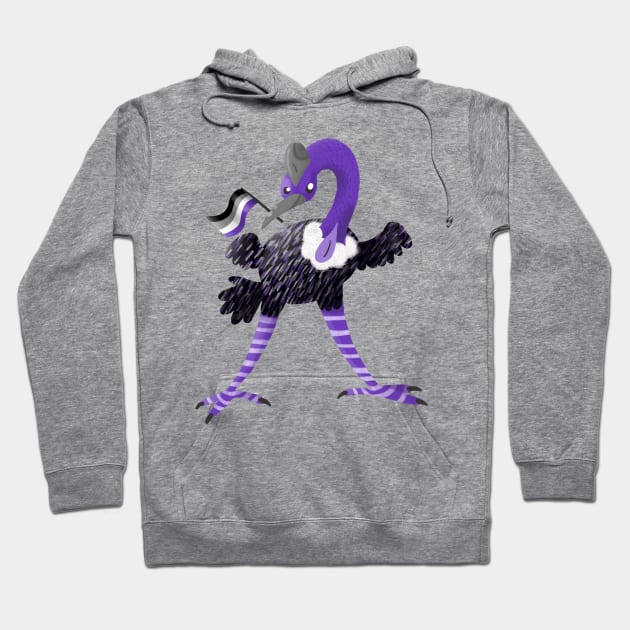 Asexual Pride Purple Cassowary Bird Hoodie by narwhalwall